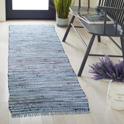 Vibrant Striped Multicolor Hand-Woven Runner Rug, 2'3" x 9'