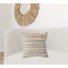 HomeRoots 20" X 20" Cream Gray And Gold 100% Cotton Striped Zippered Pillow - 2 of 4