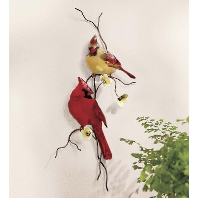 Wind & Weather Handcrafted Enamel Glass and Copper Cardinal Wall Sculpture