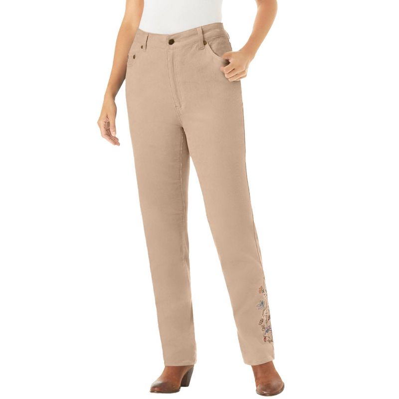 Woman Within Women's Plus Size Tall Corduroy Straight Leg Stretch Pant, 1 of 2