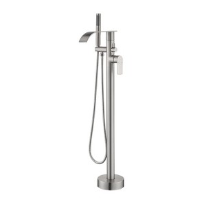 Cobbe Brushed Nickel Floor Standing Tub Faucet Single Handle Freestanding Tub Filler with Swivel Spout Hand Shower and 59-Inch Hose - 1 of 4