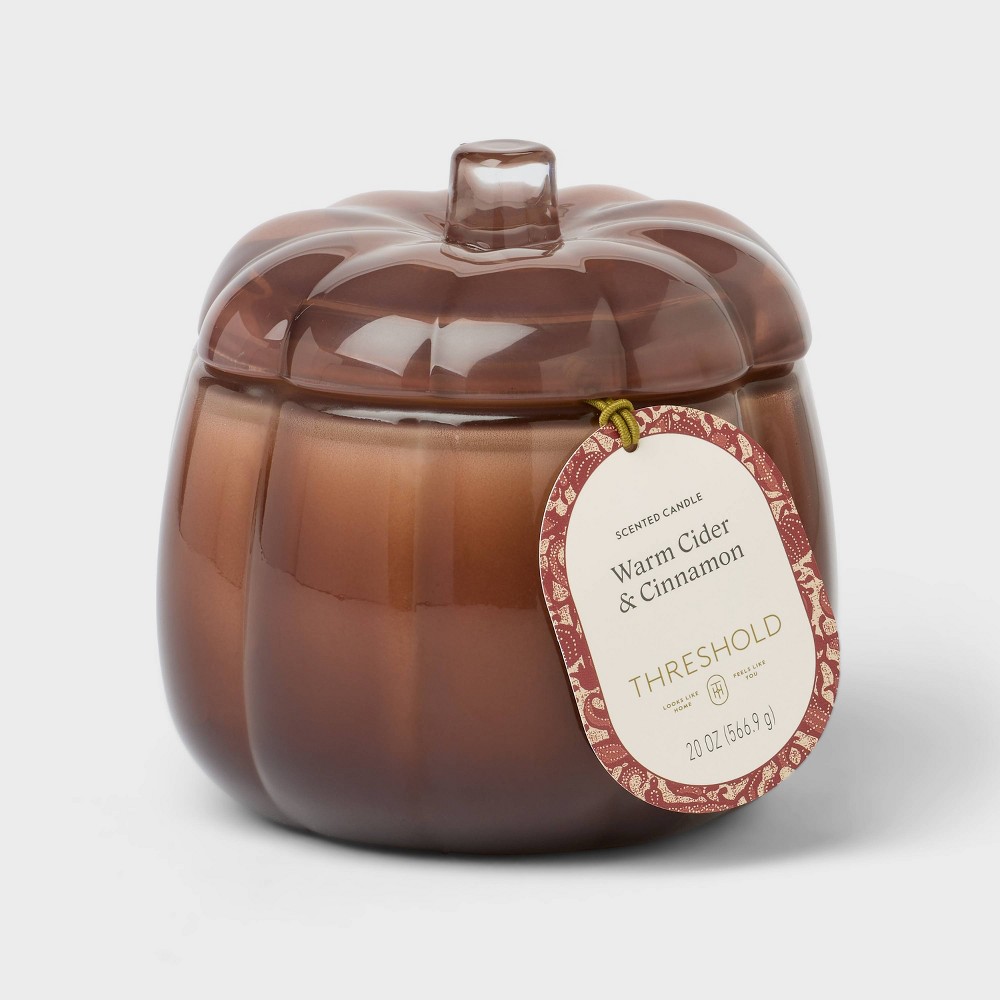 2 Wick Large Glass Fall Pumpkin Candle Warm Cider & Cinnamon Jar - Threshold™: Fall