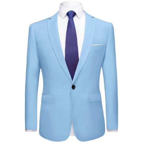 INSPIRE CHIC Men's Slim Fit Single Breasted One Button Prom Dress Suit Jackets Blazer Navy Blue XX-Large