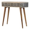Solid Wood Edessa Bone Inlay Console Table, Oak-ish Finish, 2 Drawers, Boho Nordic Design - 4 of 4