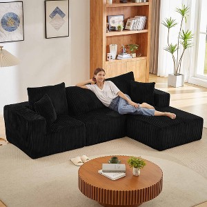 Aukfa 103.5" Modular Cloud Corduroy Sectional Sofa, L-Shaped No-Assembly Floor Couch with Washable Cover - 1 of 4