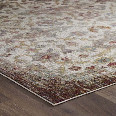 Multicolor Floral Synthetic 4' x 6' Easy Care Area Rug