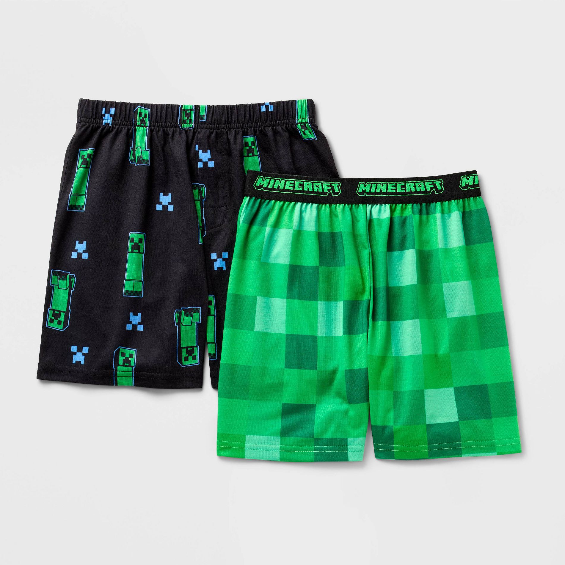 Boys' Minecraft 2pk Pajama Shorts - Green/Black