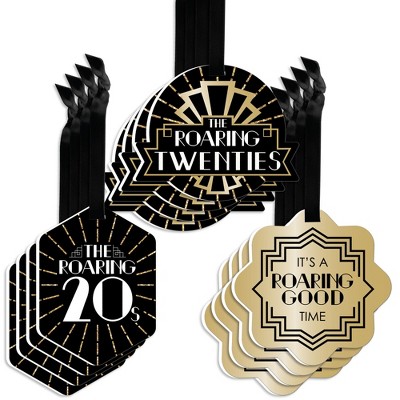 Big Dot of Happiness Roaring 20's - Assorted Hanging 1920s Art Deco Jazz Party Favor Tags - Gift Tag Toppers - Set of 12