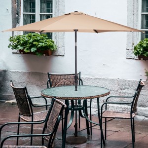 Costway 9FT Patio Umbrella Patio Market Steel Tilt W/ Crank Outdoor Yard Garden,Beige - 1 of 4