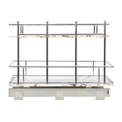Chrome-Plated Steel and Faux Marble 2-Tier Pull-Out Storage Organizer