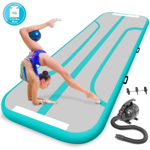 SereneLife 9.8 ft Tumbling Gymnastics Inflatable Air Mat with Electric Air Pump and Accessories - Waterproof Design - 1 of 4