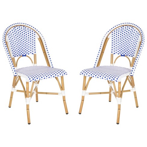 Toulouse 2pc Wicker Patio Side Chair Set Blue White Safavieh