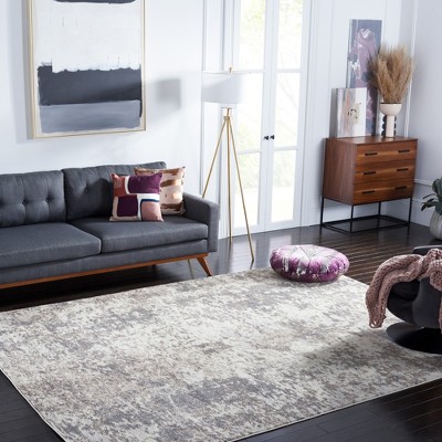 Elegant Grey/Ivory Synthetic 10' x 14' Easy-Care Area Rug