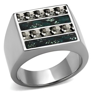 Slickblue Stainless Steel Men’s Ring Polished Finish with Assorted Leather Band Size 8-13 - 1 of 4