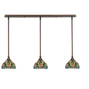 Toltec Lighting Any 3 - Light Chandelier in  Bronze with 7" Kaleidoscope Art Glass Shade - 1 of 1
