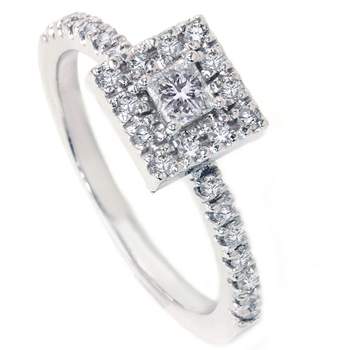 Pompeii3 1/2ct Princess Cut Diamond Diamond Engagement Ring 14K White Gold