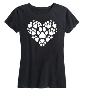 Women's - Instant Message - Pawprint Heart White Short Sleeve Graphic T-Shirt - 1 of 4