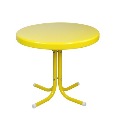 Northlight 22" Outdoor Retro Metal Tulip Side Table, Yellow