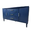 TIRAMISUBEST Vintage 2-Door 3-Drawer Storage Cabinet with Wheels - Navy Blue Carved Design Mobile File Organizer - 4 of 4