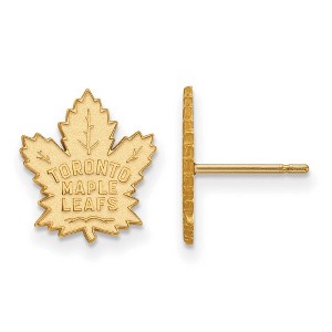 Black Bow Jewelry 14k Yellow Gold Plated Sterling Silver Toronto Maple Leafs NHL Stud Earrings - 1 of 3