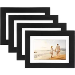 Americanflat 5x7 Picture Frame in Black Set of 4 - Displays 4x6 With Mat and 5x7 Without Mat - Composite Wood with Shatter Resistant Glass