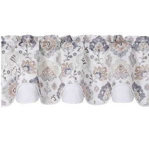 Kate Aurora Contemporary Influencer Water Color Damask Medallion Rod Pocket Window Valance - 1 of 3