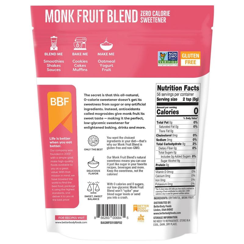 BetterBody Foods Monk Fruit Blend - 16oz, 3 of 11