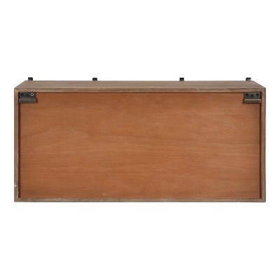 Rustic Brown Wood Wall Cabinet with Sliding Barn Doors