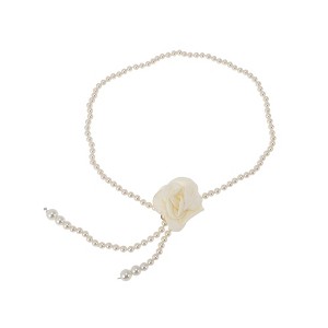 Unique Bargains Women's Faux Pearls Waist Chain Black 1 Pc - 1 of 4