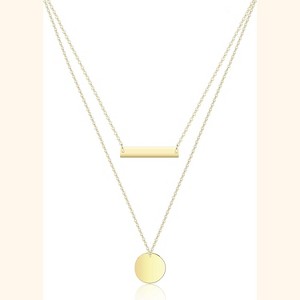 Dainty Bar & Disc Necklace for Women, Gold or Silver Elegant Fashion Jewelry - 1 of 4