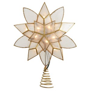 Kurt Adler 11.75-Inch UL 10-Light Gold Tin Double Point Capiz Star Treetop - 1 of 4