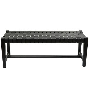 Modern Leather Woven Bench Black - Olivia & May: Handmade, No Assembly, Indoor Use - 1 of 4