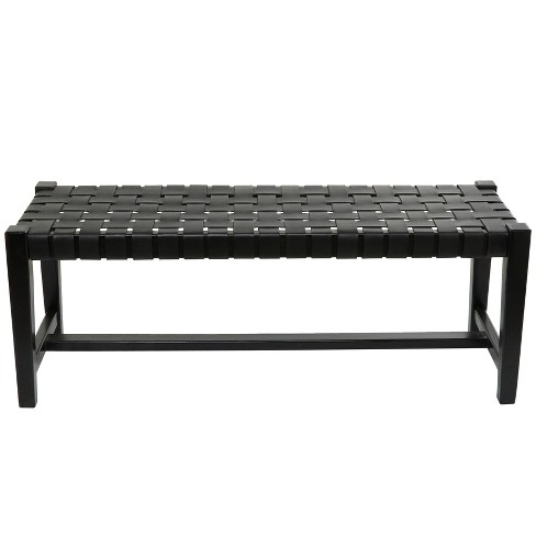 Modern Leather Woven Bench Black - Olivia & May : Target