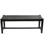 Modern Leather Woven Bench Black - Olivia & May