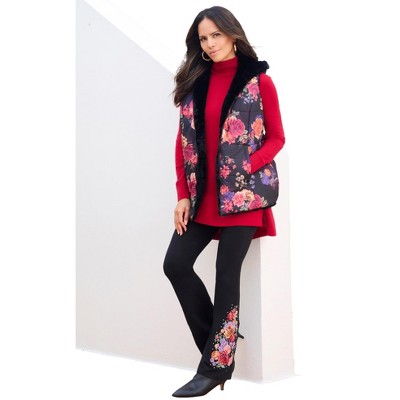 Roaman's Women's Plus Size Reversible Faux Fur Vest