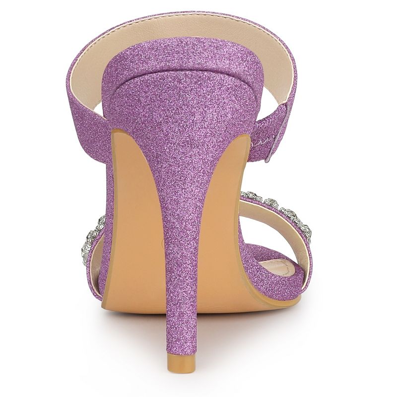 Allegra K Women's Glitter Rhinestone Stiletto Heels Sandals, 4 of 8