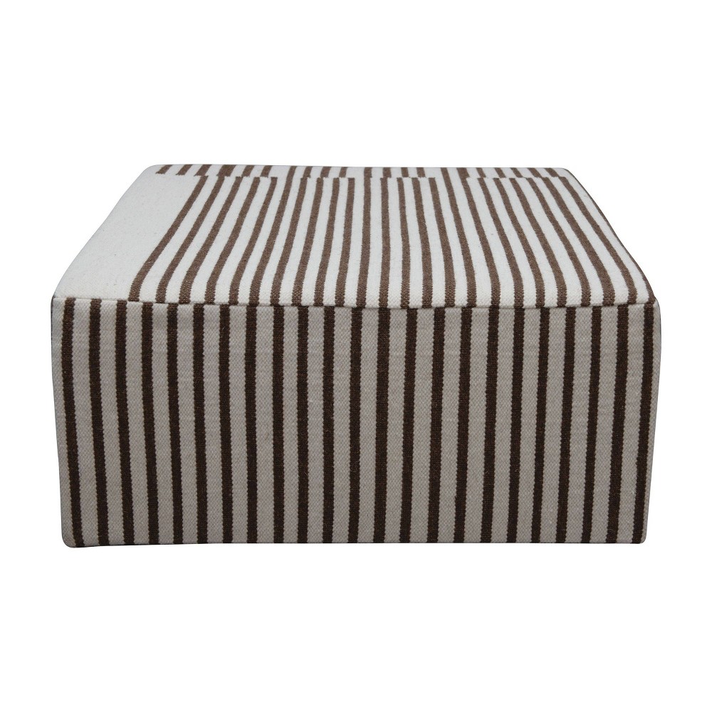 Storied Home Kilim Coffee Table Cream & Brown: Square No Assembly MDF 4 Point/Leg