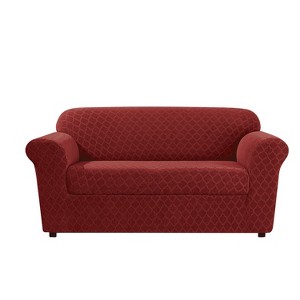 Stretch Marrakesh Loveseat Slipcover Paprika - Sure Fit, Red