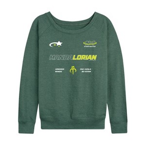 Women's - Star Wars - The Mandalorian Mando Jersey Lightweight French Terry Wide Neck Long Sleeve Graphic Shirt - 1 of 4