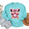 Valentine Raccoon With Bubblegum - Women's Garment Dyed Long Sleeve Graphic T-Shirt - 3 of 4