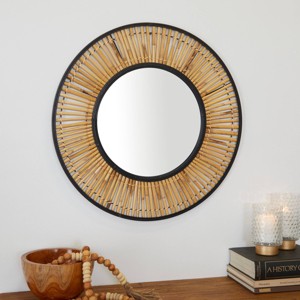 Metal Handmade Woven Wall Mirror Brown - The Novogratz: Nautical Coastal Decor, No Assembly, Round Shape, Spot Clean - 1 of 4