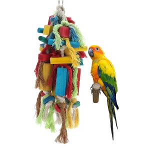 Unique Bargains Wooden Block Tearing and Cotton Rope Toys 1 Pc - 1 of 4