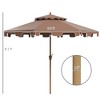 9' Patio Umbrella with Push Button Tilt and Crank, Double Top Ruffled Outdoor Market Table Umbrella with 8 Ribs, for Garden, Deck, Pool, Brown - 3 of 4