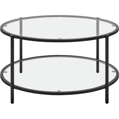 Yaheetech Modern Round Glass-Top Coffee Table for Living Room