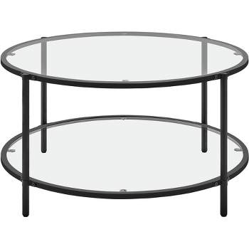 Yaheetech Modern Round Glass-Top Coffee Table for Living Room