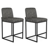 Vipbear Counter Height Bar Stools Set of 2, 25.6 Inch Linen Fabric Barstools with Back and Matel Legs, Upholstered Counter Chairs with Footrest - 3 of 4