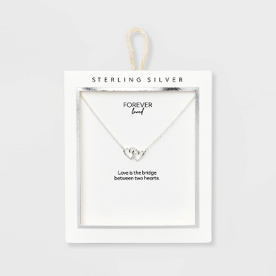 Tiara Sterling Silver Interlocking Double Heart Chain Necklace : Target