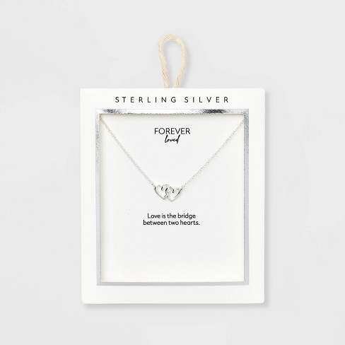 Buy Simple Double Heart Necklace, Dainty Heart Link Necklace