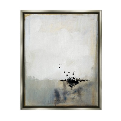 Stupell Industries Neutral Beige Abstract Painting Black Ink Splatter