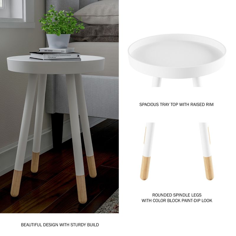 Hasting Home Modern Side Table, Round End Table with Tray Top, 4 of 9